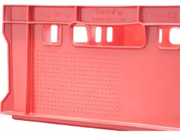 Ящик пластиковый мясной сплошной Е2 (евроформат), 600х400х200 мм, 42 л, красный [207-P]