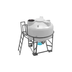 Емкость ЦКТ 3000 л с патрубком 160мм с фланцем под плотность до 1,5 г/см3 белая в обрешетке с лестницей