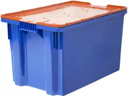 Ящик пластиковый сплошной с крышкой, 600x400x365 мм, 63 л, синий [603-1 SP]