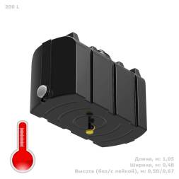 Бак пластиковый для летнего душа Полимер-Групп R 200 л с подогревом, черный [DR200S112]