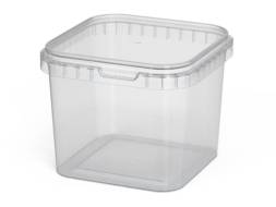 Ведро пластиковое квадратное с крышкой, 1 л, прозрачный [5107]