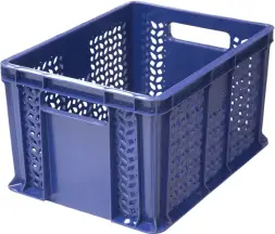 Ящик пластиковый перфорированный, 400×300×230 мм, 21.6 л, синий [703.02.01]