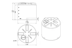 Емкость для хранения жидких минеральных удобрений (КАС, ЖКУ и др) 5000 TH с откидной крышкой красный