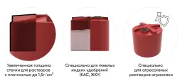 Емкость для хранения жидких минеральных удобрений (КАС, ЖКУ и др) 5000 TH с откидной крышкой красный