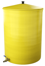 Бочка пластиковая садовая с краном 3/4" из латуни для дождевой воды и полива, 150л, желтый [372]