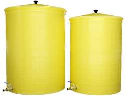 Бочка пластиковая садовая с краном 3/4" из латуни для дождевой воды и полива, 150л, желтый [372]