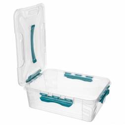 Ящик для хранения универсальный с замками и ручкой Grand box, 10л, голубой