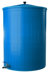 Бочка пластиковая садовая с краном 3/4" из латуни для дождевой воды и полива, 150л, голубой [362]