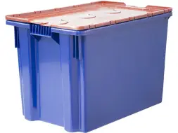 Ящик пластиковый сплошной с крышкой, 600x400x415 мм, 75 л, синий [605-1 SP]