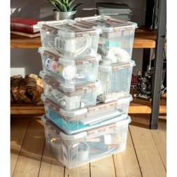 Ящик для хранения универсальный с замками и ручкой Grand Box, 10л, коричневый