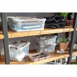 Ящик для хранения универсальный с замками и ручкой Grand Box, 10л, коричневый