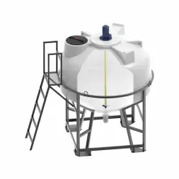 Емкость ЦКТ 3000 с патрубком 110 мм белый в обрешетке с лестницей с пропеллерной мешалкой
