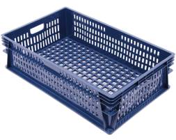 Ящик (лоток) пластиковый перфорированный, 740х465х200 мм, синий [740465200-02]