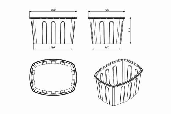 Ванна пластиковая пищевая О, 200 л, HDPE, зеленый [131.0200.401.000]