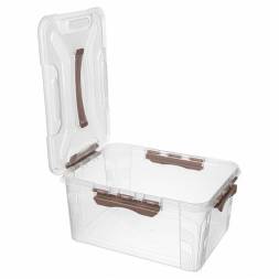 Ящик для хранения универсальный с замками и ручкой Grand box, 15,3л, коричневый