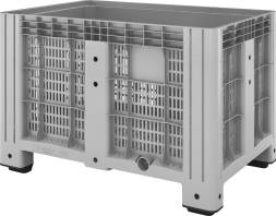 Крупногабаритный перфорированный пластиковый контейнер на ножках SDBOX, 1200х800х800 мм, серый [SDBOX 1208 P серый]