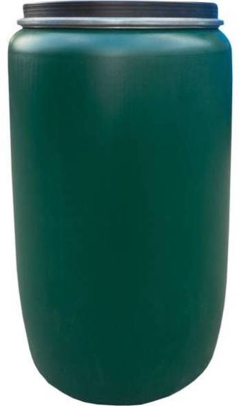 Бочка пластиковая с крышкой и металлическим обручем, 227 л, зеленый [БП 227о]