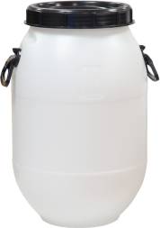 Бочка (бидон) пластиковая круглая с крышкой и ручками, 50 л, белый [БПЗ 50]