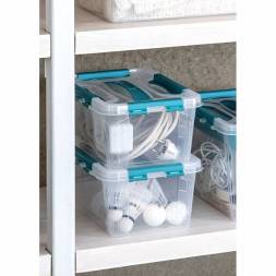 Ящик для хранения универсальный с замками и ручкой Grand box, 4,2л, голубой