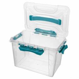Ящик для хранения универсальный с замками и ручкой Grand Box, 6,65л, голубой