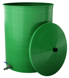 Бочка пластиковая садовая с краном 3/4" из латуни для дождевой воды и полива, 300л, зеленый [333]