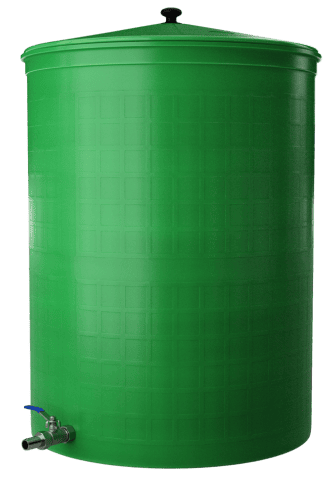 Бочка пластиковая садовая с краном 3/4" из латуни для дождевой воды и полива, 300л, зеленый [333]