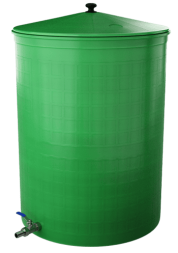 Бочка пластиковая садовая с краном 3/4" из латуни для дождевой воды и полива, 300л, зеленый [333]