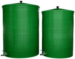 Бочка пластиковая садовая с краном 3/4" из латуни для дождевой воды и полива, 300л, зеленый [333]