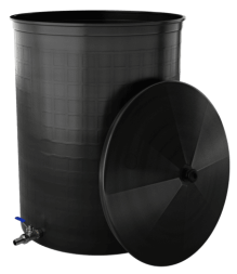 Бочка пластиковая садовая с краном 3/4" из латуни для дождевой воды и полива, 300л, черный [343]