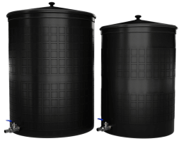Бочка пластиковая садовая с краном 3/4" из латуни для дождевой воды и полива, 300л, черный [343]