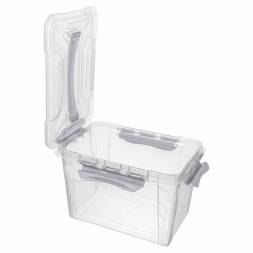 Ящик для хранения универсальный с замками и ручкой Grand box, 6,65л, светло-серый