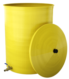 Бочка пластиковая садовая с краном 3/4" из латуни для дождевой воды и полива, 300л, желтый [373]