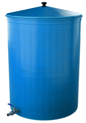 Бочка пластиковая садовая с краном 3/4" из латуни для дождевой воды и полива, 300л, голубой [363]