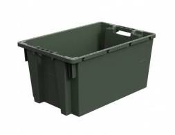Ящик пластиковый поворотно-вкладываемый с зацепами для пакетов, 600х400х300 мм, зеленый [12.480.70 (KD6430.2)]