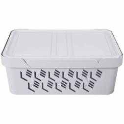 Ящик с крышкой универсальный Deluxe, 12л, светло-серый