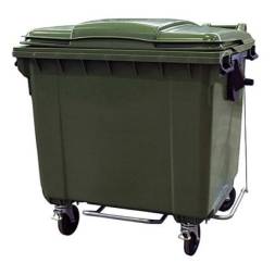 Мусорный контейнер пластиковый для ТБО/ТКО на колесах с педалью и крышкой, 1100 л