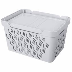 Ящик с крышкой универсальный Deluxe, 18л, светло-серый