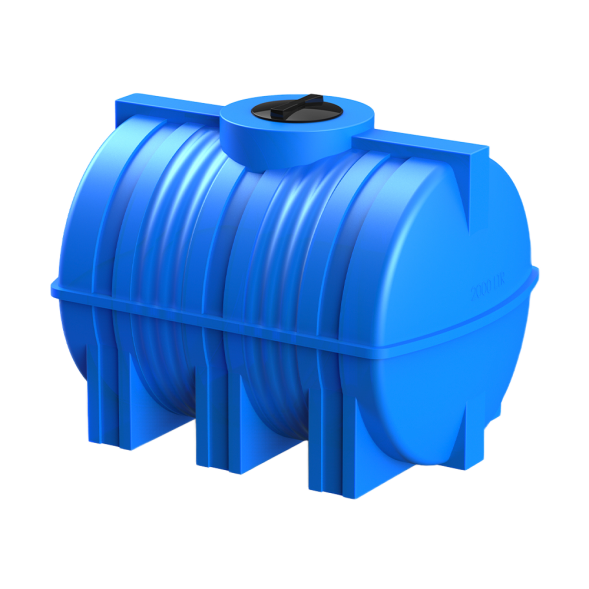 Емкость пластиковая горизонтальная для хранения воды и дизельного топлива, 2000 л, синий [TG2000S13]