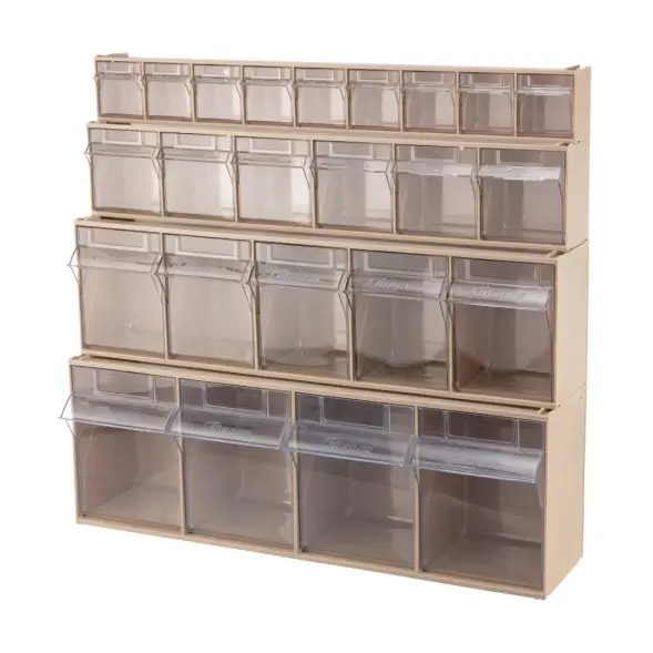 Короб откидной Стелла-техник F-600-6-B, 600х96х112 мм, 6 ячеек, бежевый, прозрачный