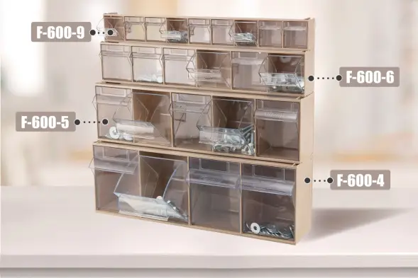 Короб откидной Стелла-техник F-600-6-B, 600х96х112 мм, 6 ячеек, бежевый, прозрачный