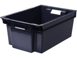 Ящик пластиковый сплошной, 600х400х250 мм, черный [125-2]