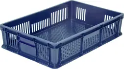 Ящик пластиковый перфорированный, 600x400x140 мм, 27 л, синий [705.01.02]