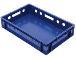 Ящик пластиковый мясной Е1, 600х400х120 мм, синий [600400120-00]