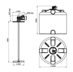 Емкость TR 5000 синий с лопастной мешалкой