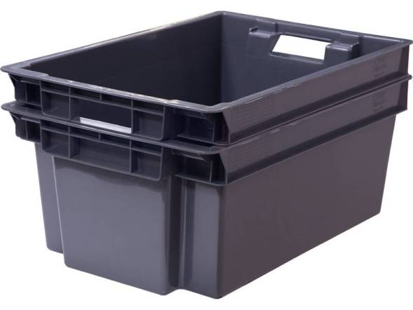 Ящик пластиковый сплошной, 600х400х250 мм, серый [125-2]