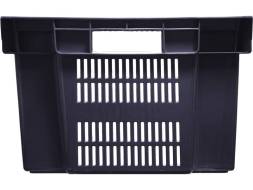 Ящик пластиковый с перфорированными стенками и дном, 600х400х250 мм, черный [125]
