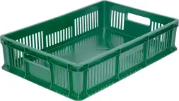 Ящик пластиковый перфорированный, 600x400x140 мм, 27 л, зеленый [705.02.01 м]