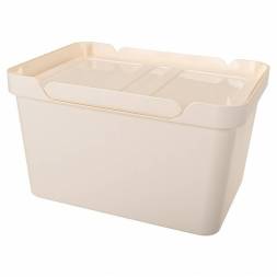 Ящик с крышкой универсальный Luxe, 18л, бежевый