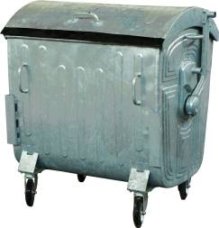 Мусорный контейнер на колёсах металлический оцинкованный, 1100 л (1.1 м³), серебристый [МКЦ-1100]