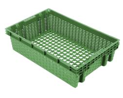 Ящик (евролоток) пластиковый с перфорацией, 600х400х152 мм, зеленый [600400152-03]